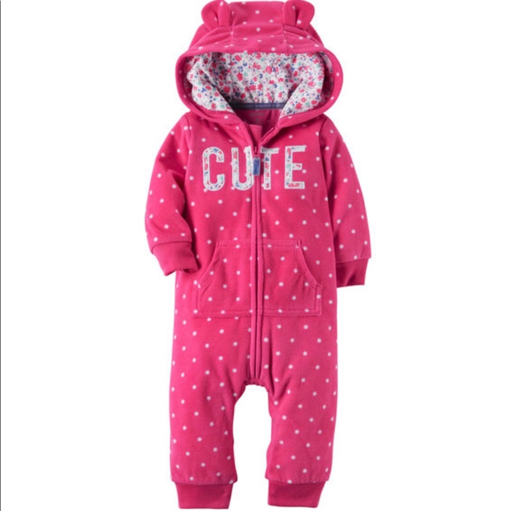 Carter’s Baby Girl’s Pink/White Dotted Coverall